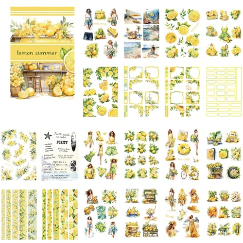 Kinwodon 20 Blatt Scrapbook Stickers Book Scrapbooking Zubehör Aufkleber Mädchen PET Ästhetische Aufkleber Vintage Sticker Set Erwachsener Kind Scrapbooking Sticker für Fotoalbum Scrapbooking Calendar von Kinwodon