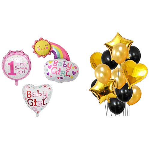 Kioball 2 Set Ballon-Sets Pastell Macaron Party Decor Folienballons DIY Set Happy Birthday Luftballons & Rosa von Kioball