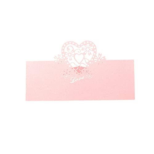 Kioball 50 Stück Herz-Schnittkarten für Hochzeit, Party, Tisch, Namen, Platzdekoration, Gastgeschenk, Rosa von Kioball