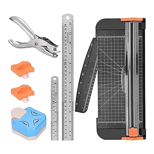 Kioball Bürobedarfsset, 30,48 cm Papierschneider, Ersatzklinge X 5,82 cm Einzelner Eckenabrunder, Eckenmesser, Stahllineal, Wiederverwendbar von Kioball