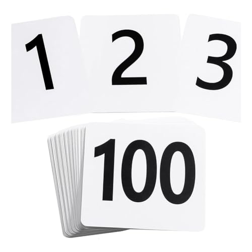 Kioball Tischnummern 1–100, Kunststoff-Tischnummern, doppelseitige Tischnummernkarten für Hochzeit, Empfang, Restaurant, Tisch, 100 Stück von Kioball