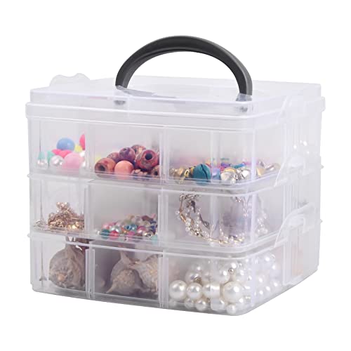 3 Schichten 18 Fächer Transparente Abnehmbare Aufbewahrungsbox Mit Griff Sortier Aufbewahrungsbox Fächer Sortierbox Transparente Aufbewahrungsbox Schmuck BehäLter Zur Home Schmuck Kleinteile von Kioiner