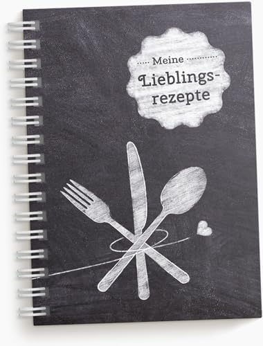 DIY Rezeptbuch zum selberschreiben: Meine Lieblingsrezepte – Modernes DIN A5 Kochbuch zum selbstgestalten mit Inhaltsverzeichnis, Register und Schutzfolie (b) Schwarz, Tafel/Kreide) von Kipitan