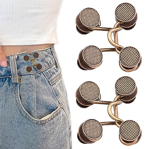 Kireida® 2 Paare Hosen Taillenstraffer, Taille Schnalle Extender -Set, Einstellbar für eine Perfekte Passform, Kein Nähen Erforderlich,für Taillenumfang ändern,für Jeans(Bronze) -L von Kireida