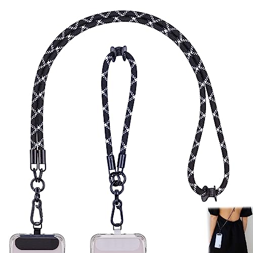 Kireida® 2 Stück Handykette, Handy-Lanyard, Verstellbarer Nylon-Schultergurt für alle Smartphones, Halten Sie Ihre Hände Frei, für Reisen und den Täglichen Gebrauch (Schwarz) von Kireida