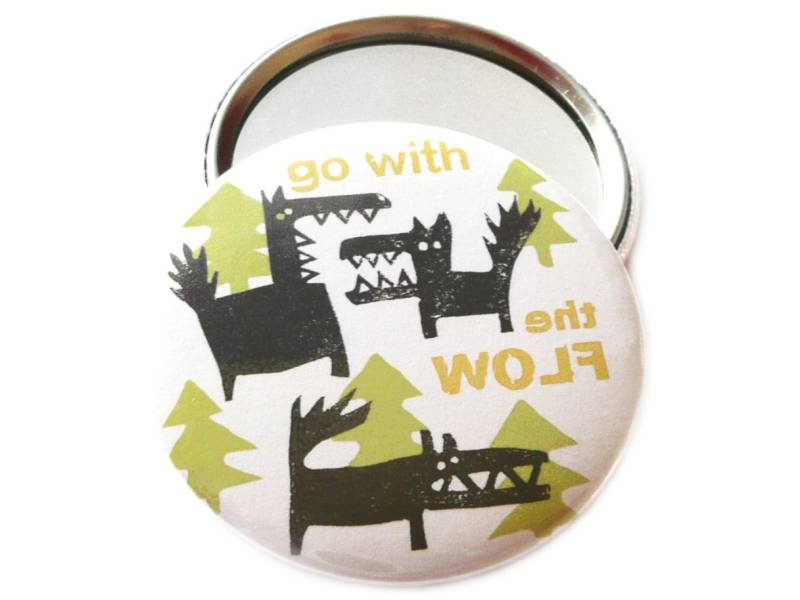 Go With The Wolf, Go Flow, Button, Magnet, Taschenspiegel Oder Flaschenöffner von KirschbluetenTsunami