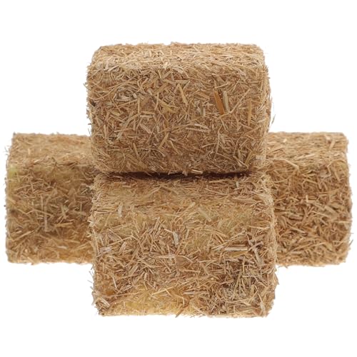 Kisangel 4Pcs Mini Hay Bales Miniatur Stroh Heu Figur Dollhouse Heuszene Für Herbsternte Schmuck von Kisangel