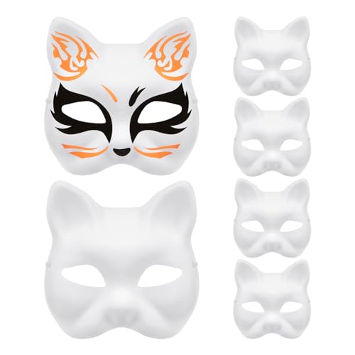 Kisangel 6 Stück DIY Papier Katzenmasken, leere bemalbare Masken für Handmalerei, weiße Masken für Maskeraden und Cosplay für Halloween-Partys Kisangel 6 Stück DIY Papier Katzenmasken, leere bemalbare Masken für Handmalerei, weiße Masken für Maskeraden und Cosplay für Halloween-Partys von Kisangel
