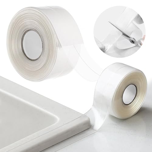 Dichtungsband Selbstklebend, Transparent Dichtungsstreifen, PVC Wasserdichtes Klebeband, Zugluftstopper Schalldicht, Türdichtung Selbstklebende Dichtband für Tür, Fenster, Küche, Badezimmer von Kisbeibi