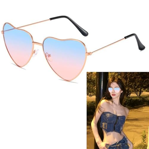 Kisstta Herz Sonnenbrillen,Herzförmige Party-Sonnenbrille Lustige Retro Partybrillen,Rosa Sonnenbrille,Mode Brillen,Sonnenbrille mit Sonnenschutz für Reisen, Partys, Damen von Kisstta