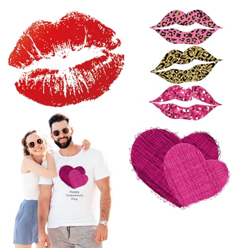 Valentinstag Bügelbild Lippen Herz Patch 3 Stück von Kistreao