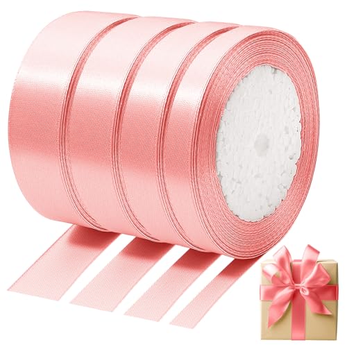 Kisvic Geschenkband Rosa Set, 88m Satinband Rosa 6/10/15/20mm Ribbon für Geburtstag Ballonverschlüsse, Weihnachten Neujahr Geschenkverpackung, Basteln, Partydeko von Kisvic