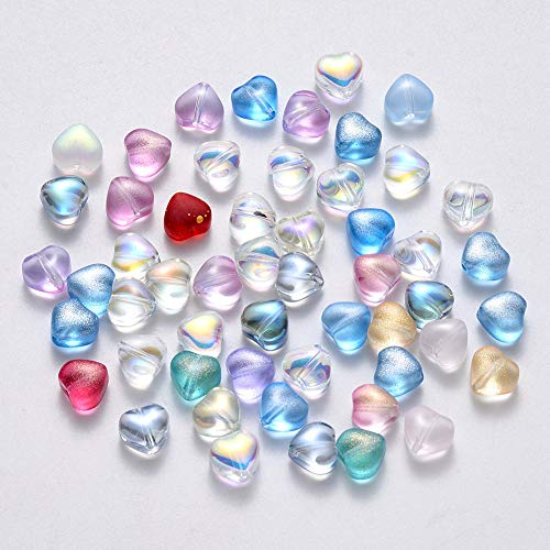 KitBeads 100 Stück zufällige Glas-Herz-Perlen, bunte Valentinstags-Liebes-Herz-Perlen, Lampwork-Mini-Herz-Perlen für Schmuckherstellung, Armbänder, Halsketten von KitBeads