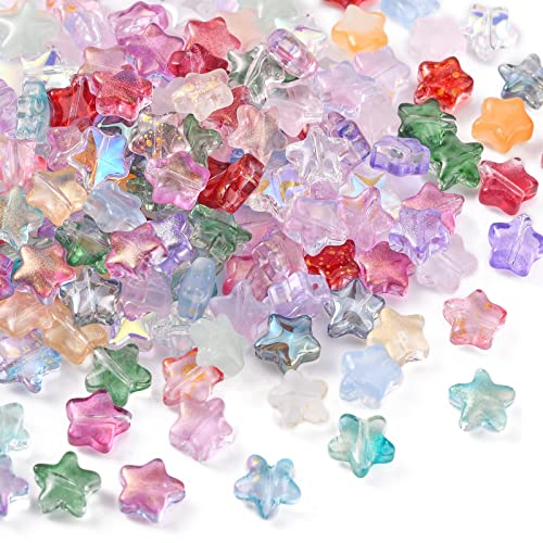 KitBeads 100 Stück zufällige Glas-Sternperlen bunte Mini-Sternform lose Perlen Lampwork Twinkle Little Star Perlen für Schmuckherstellung Armbänder Bulk von KitBeads