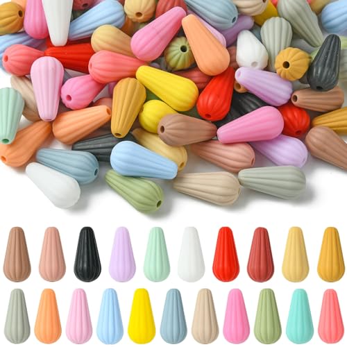 KitBeads 100 Stück zufällige Silikonperlen in Tropfenform, Bonbonfarben, kegelförmig, Reis, oval, für Schmuckherstellung, Schlüsselanhänger, Stifte, Handwerk, Großpackung von KitBeads