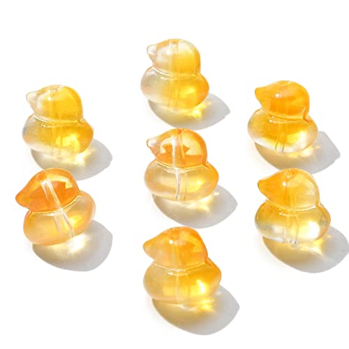 KitBeads 100pcs Gelb Lampwork Ente Perlen Tier Ente Geformt Gelb Glasperlen 3D Baby Ente Geformt Perlen für Schmuck Herstellung Armbänder Bulk von KitBeads