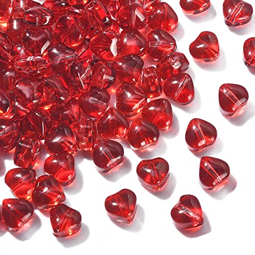 KitBeads 100pcs Lampwork Red Heart Beads Mini Ruby Red Heart Shaped Beads Valentine's Day Glass Heart Beads for Jewelry Making Bracelets Bulk von KitBeads