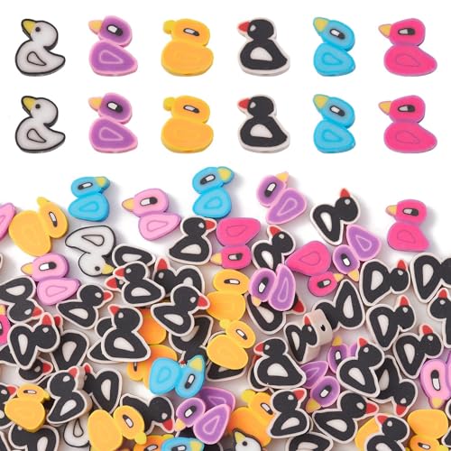 KitBeads 100pcs Random Polymer Clay Duck Beads Handmade Colorful Animal Beads Cute Duck Shaped Beads for Jewellery Making Bracelets Bulk von KitBeads