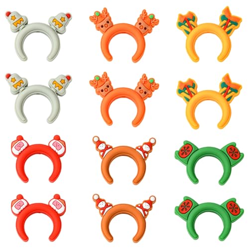 KitBeads 12 Stück 6 Stile Weihnachts-Silikonperlen halbrunde Form Weihnachtsperlen Schneemann Weihnachtsmann Perlen für Schmuckherstellung, Schlüsselanhänger, Stifte, Großpackung von KitBeads