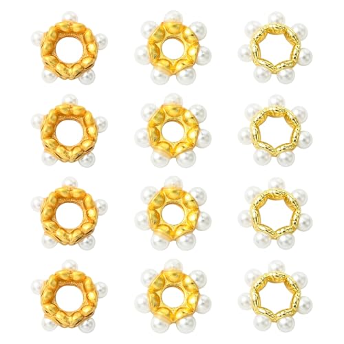 KitBeads 15 Stück 3 Stile 18 Karat vergoldete Blumenperlen Messing Gänseblümchen Abstandshalter Perlen Kunstperlen Blume Abstandshalter Perlen für Armbänder Schmuckherstellung Handwerk Bulk von KitBeads