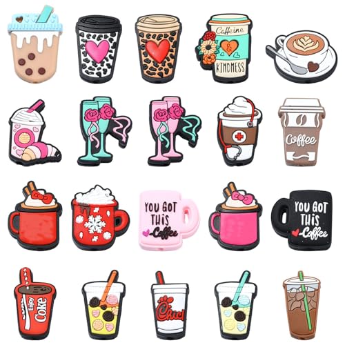 KitBeads 20 Stück 20 Stile Trink-Silikon-Focal Perlen Bunte Bubble Tea Kaffeetasse Perlen Niedliche Lebensmittelperlen für Armbänder Schmuckherstellung Stifte Bulk von KitBeads