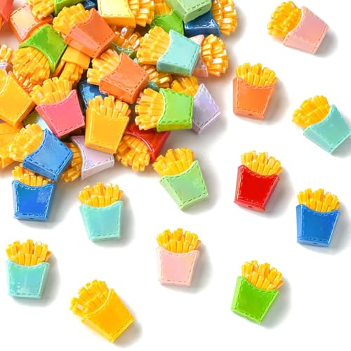 KitBeads 20 Stück zufällige Pommes-Frites-Harz-Perlen, Imitation, Mini-Fast-Food-Perlen für Schmuckherstellung, Armbänder, Halsketten, Handwerk, Großpackung von KitBeads