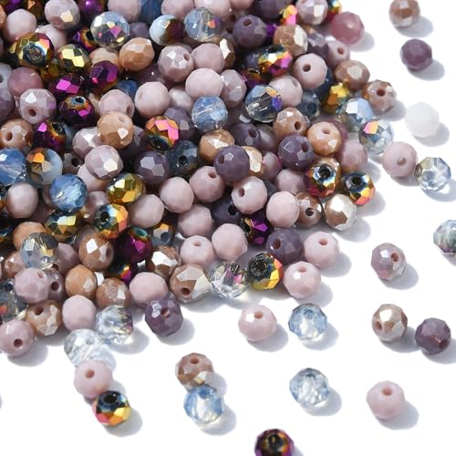 KitBeads 500 Stück 4 mm sortierte violette Rocailles-Perlen, Lavendel, facettierte Glasperlen, Vintage, lila, Rondelle-Perlen für Schmuckherstellung, Basteln, Halsketten, Armbänder, Party-Dekoration von KitBeads