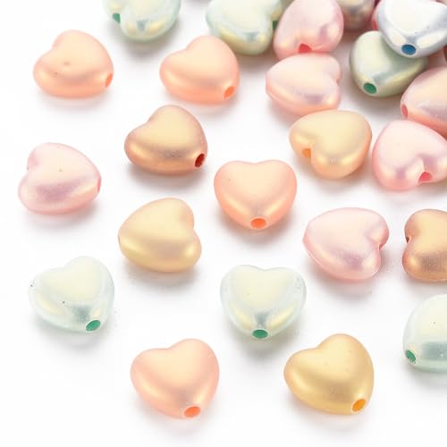 KitBeads 500G Zufällige Imitation Perle Herz Perlen Acryl Elegant Romantische Perlen Blickdicht Bunte Herzförmige Perlen für Schmuckherstellung Armbänder Halsketten Handwerk Bulk von KitBeads