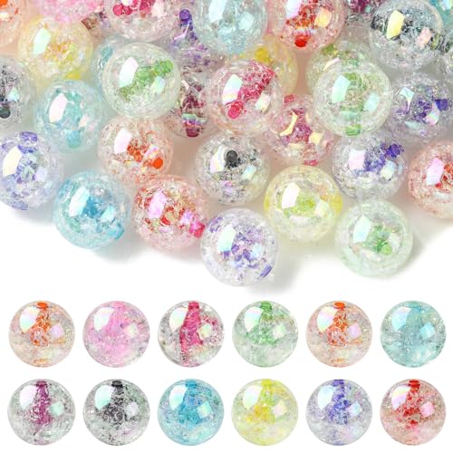 KitBeads 55 Stück 20 mm Kaugummi-Perlen, 11 Farben, Acryl, runde Kaugummi-Kugelperlen, AB-Farbe, klobige Perlen für Schmuckherstellung, Handwerk, Bulk von KitBeads