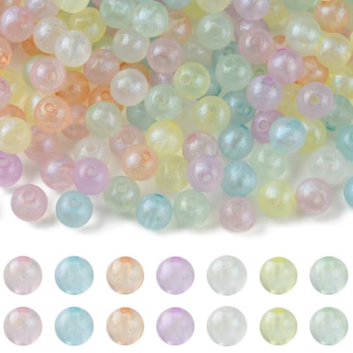 KitBeads 575 Stück zufällige 7,5 mm Acryl-Meerjungfrau-Perlen, transparent, glitzernd, runde Kunststoffperlen für Schmuckherstellung, Armbänder, Halsketten, Basteln, Großpackung von KitBeads