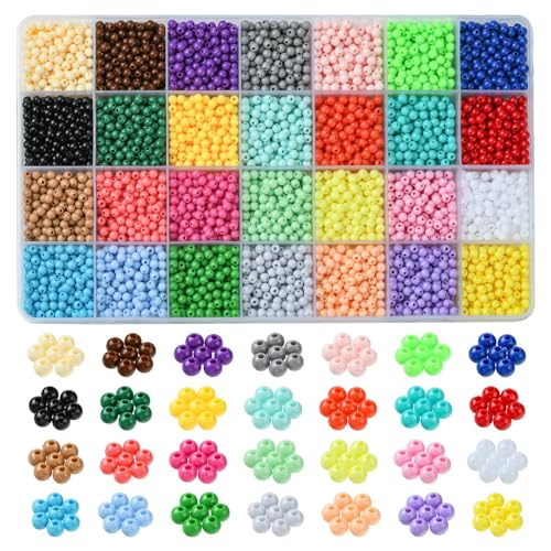 KitBeads Acryl-Rocailles-Set, undurchsichtig, rund, Pony-Perlen, 4 mm, kleine, lose Abstandshalter-Perlen für Schmuckherstellung, 5600 Stück, 28 Farben von KitBeads