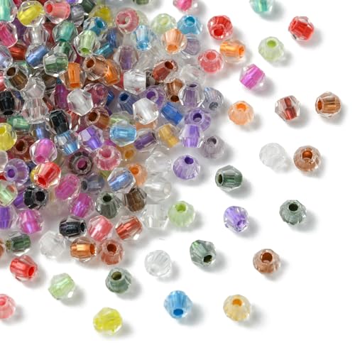 KitBeads Glasperlen, 500 Stück, 4 mm, zufällige Glasperlen, transparent, Würfelperlen, bunte Doppelkegel-Perlen für Schmuckherstellung, Armbänder, Halsketten, Handwerk, Großpackung von KitBeads