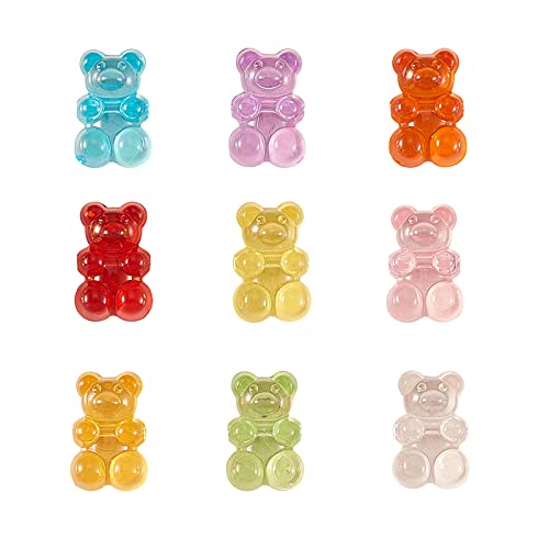 KitBeads Gummibär-Perlen, Acryl, weiche Gelee-Zuckerperlen, flache Rückseite, transparent, 3D-Bär-Perlen für Schmuckherstellung, 180 Stück von KitBeads