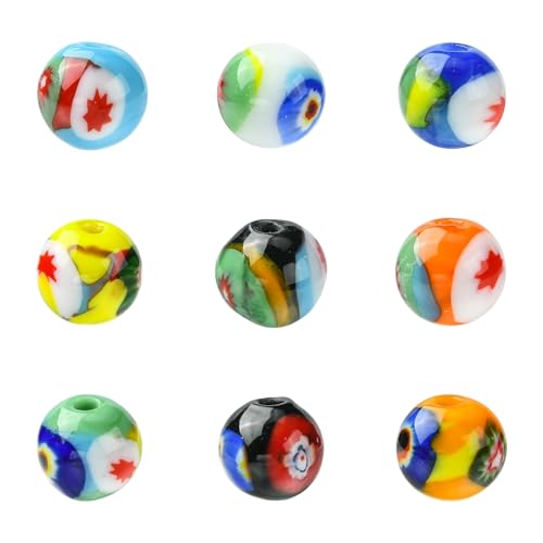KitBeads Millefiori Lampwork-Perlen, zufällige 8 ~ 9 mm, handgefertigt, Blume, runde Glasperlen für Schmuckherstellung, Halsketten, Armbänder, Handwerk, Großpackung, 9 Stück KitBeads Millefiori Lampwork-Perlen, zufällige 8 ~ 9 mm, handgefertigt, Blume, runde Glasperlen für Schmuckherstellung, Halsketten, Armbänder, Handwerk, Großpackung, 9 Stück von KitBeads