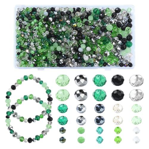 KitBeads Rocailles-Perlen, zufällige grüne Glasperlen, St. Patrick's Day, rund, facettiert, für Armbänder, Halsketten, Bastelarbeiten, 1000 Stück von KitBeads