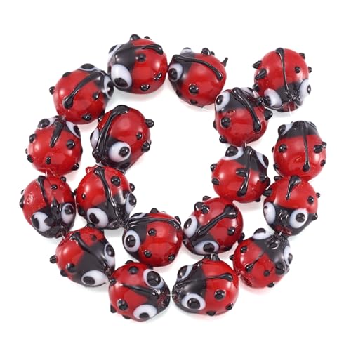 KitBeads Rote Marienkäfer-Perlen, Glas, Insekten, handgefertigt, Lampwork, Marienkäfer-Perlen für Schmuckherstellung, Halsketten, Armbänder, Handwerk, Großpackung, 20 Stück von KitBeads