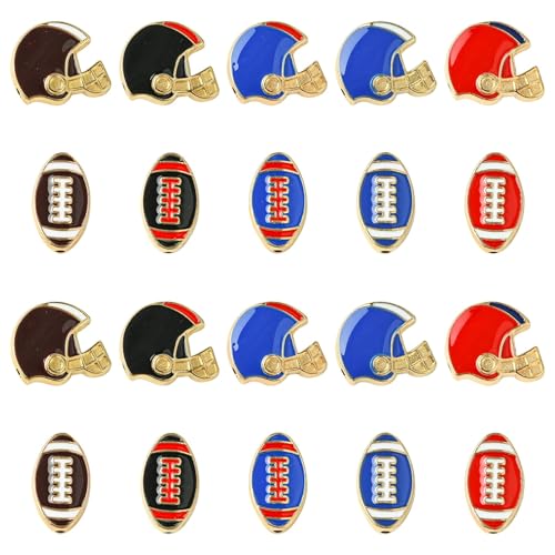 KitBeads Rugby-Fußball-Perlen, Emaille, Ball, Sport, Rugby-Helm-Perlen für Schmuckherstellung, Armbänder, Halsketten, Handwerk, Großpackung, 40 Stück von KitBeads