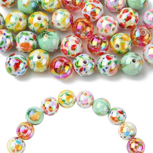 KitBeads Runde Obstperlen, 15 mm, 7 Stile, Acryl, Kaugummi-Perlen, UV-beschichtet, für Stifte, Schmuck, Schlüsselanhänger, Armbänder, Großpackung, 35 Stück von KitBeads