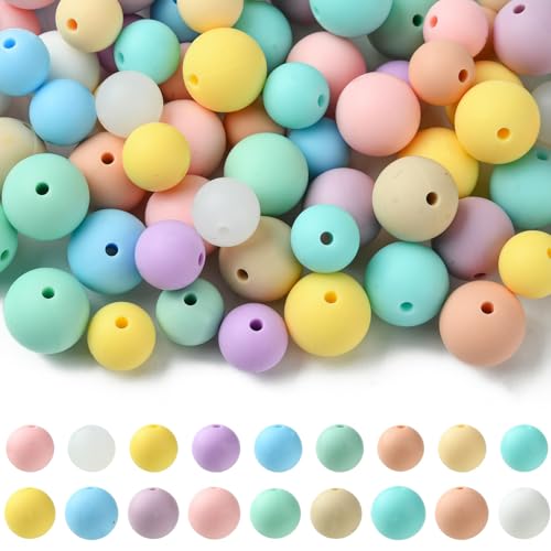 KitBeads Silikonperlen, rund, 12 mm/15 mm, 18 Stile, runde Kugeln, Macaron, Gummiperlen für Schlüsselanhänger, Stifte, Armbänder, Basteln, 90 Stück von KitBeads