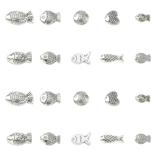 KitBeads Tibetische Fischperlen, Meeresperlen, Antik-Metallfisch, Abstandshalter für Schmuckherstellung, Armbänder, Handwerk, Großpackung, 100 Stück von KitBeads