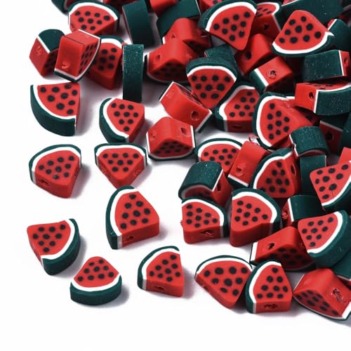 KitBeads Wassermelonen-Perlen, Polymer-Ton, rote Früchte, Sommerperlen für die Schmuckherstellung, Armbänder, Halsketten, Ohrringe, 50 Stück von KitBeads