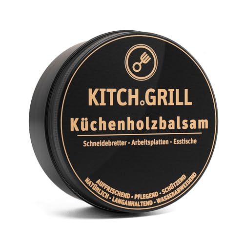 KitchGrill Küchenholzbalsam | Holzpflege für Schneidebretter, Arbeitsplatten und Esstische | 200 ml | 100% pflanzliche Pflege | Made in Germany von Kitch.Grill