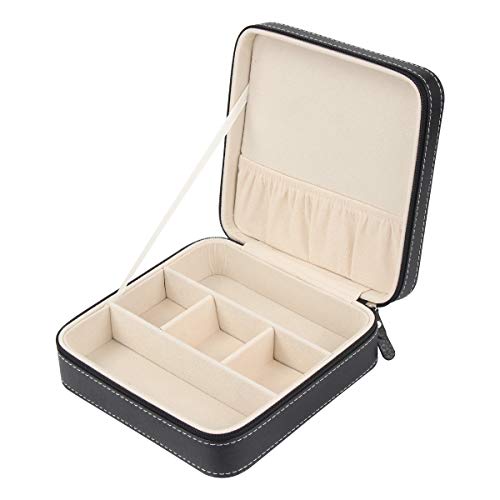 Kitchnexus Schwarz Brillenbox Schmuckschatulle Sonnenbrillen Box Schmuck Organizer - Brillenschutz Etui mit Reißverschluss - 18 x 18 x 6.5cm (3 Fächer) von Kitchnexus