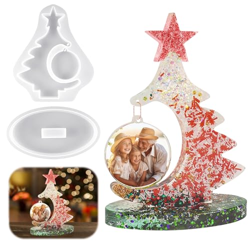 Silikonform Weihnachten Epoxidharz Weihnachtsbaum Bilderrahmen Silikonformen Gießformen Ornament für Weihnachten, Erntedankfest, Geburtstag von Kitnelw