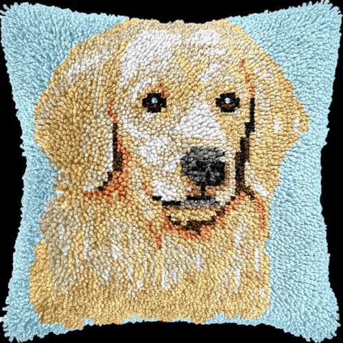 Diy Knüpfen Set Erwachsene Knüpfset Für Teppich Mit Golden Retriever-Tiermotiv Für Anfänger, Knüpfkissen Aus Canvas Für Erwachsene Anfänger 17x17in von Kitquiver