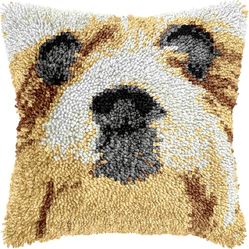 Diy Knüpfkissen Set Knüpfpackungen Mit Hunde- Und Tiermotiven, Kissen, Diy-Kissen, Häkelnadel, Teppich, Kissenherstellungspackungen Mit Vorgedruckter Musterleinwand 17x17in von Kitquiver