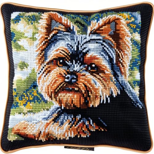 Kissen Knüpfen Set Erwachsene Cartoon Yorkshire Terrier Hund Tier Diy-Knüpfhäkel-Set Für Teppiche Und Kissen Auf Leinwand Für Anfänger 17x17In Kissen Knüpfen Set Erwachsene Cartoon Yorkshire Terrier Hund Tier Diy-Knüpfhäkel-Set Für Teppiche Und Kissen Auf Leinwand Für Anfänger 17x17In von Kitquiver