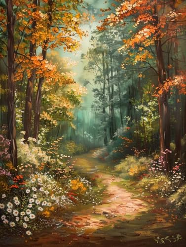 Kitquiver 5D Diamond Painting Colorfulforests Diamantmalerei Fantasielandschaft Diamantstickerei Runder Vollbohrer 5D Diamantmalerei Kunsthandwerk Für Anfänger Heimdekoration 50x70cm von Kitquiver