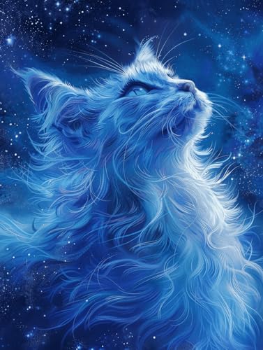 Kitquiver 5D Diamond Painting Universum Sternenhimmel Und Katze Diamantmalerei Fantasie Tiere Diamantkunst Kristalle Strass Stickerei Bilder，DIY Kunst Bastelbedarf Für Anfänger Wanddekoration 50x70cm von Kitquiver