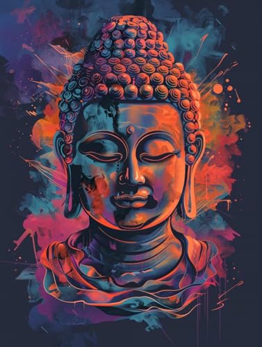 Kitquiver DIY 5D Diamond Painting Bilder Farbenfrohe Buddha-Statue，Diamantmalerei，Graffiti-Buddha，5D-Diamant-Malsets，Bunte Strass-Kunstsets Für Anfänger，Heimdekorationsgeschenke 30x40cm von Kitquiver